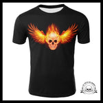 T-shirt Tête de Mort Crâne Ailes feu