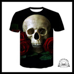 T-shirt Tête de Mort Crâne Roses