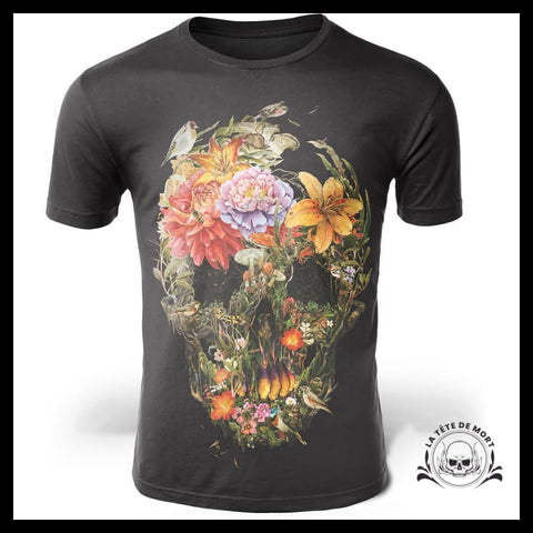T-Shirt Tête de Mort Fleurs