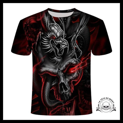 T-shirt Tête de Mort Crâne Dragon