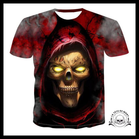 T-shirt Tête de Mort Prêtre Rouge