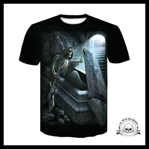 T-shirt Tête de Mort Rockeur Tombeau