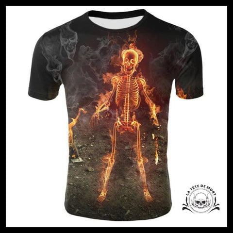 T-shirt Squelette en feu