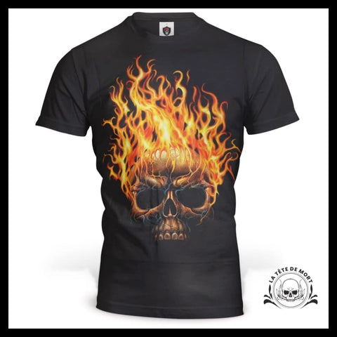 T-Shirt Tête de Mort Enflammée