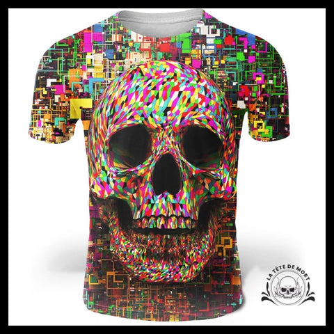 T-Shirt Tête de Mort Multicolore